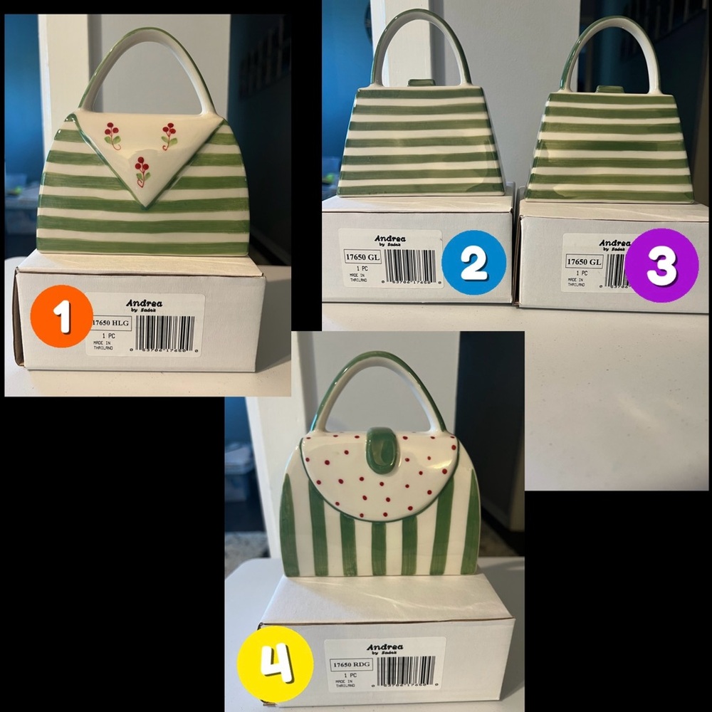 Andrea by Sadek - Ceramic Piggy Bank Purses *NEW in BOXES*